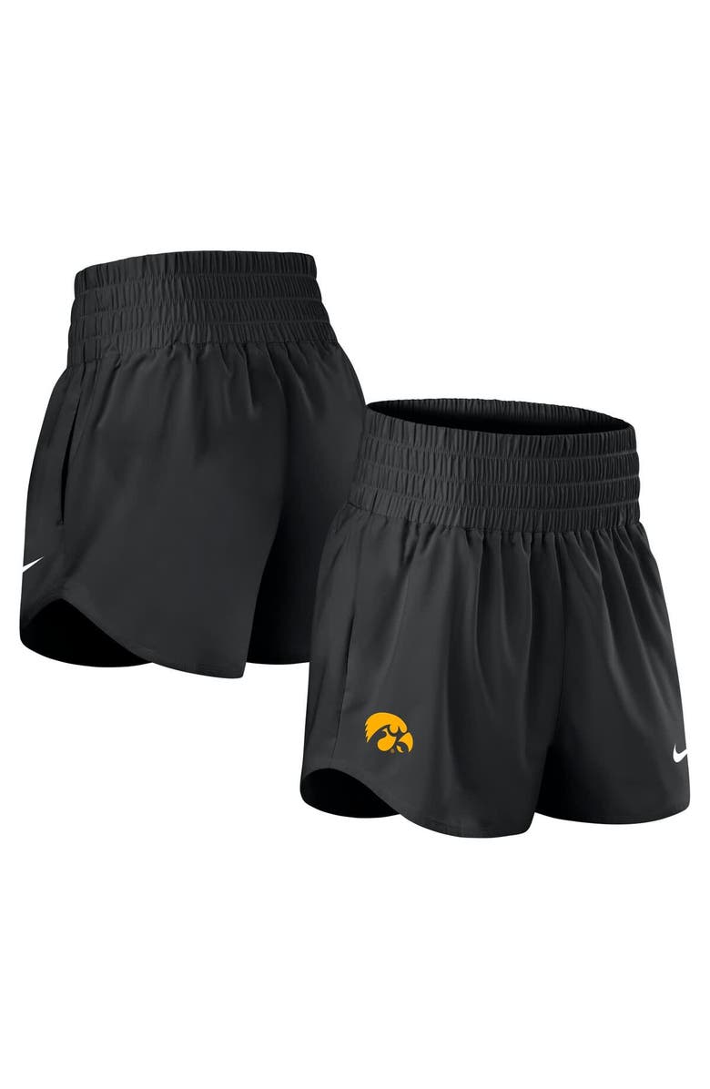 Nike Women's Nike Black Iowa Hawkeyes Performance One Dri-FIT High-Rise Shorts, Alternate, color, Black