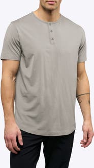 Cuts AO Curved Hem Short Sleeve Henley