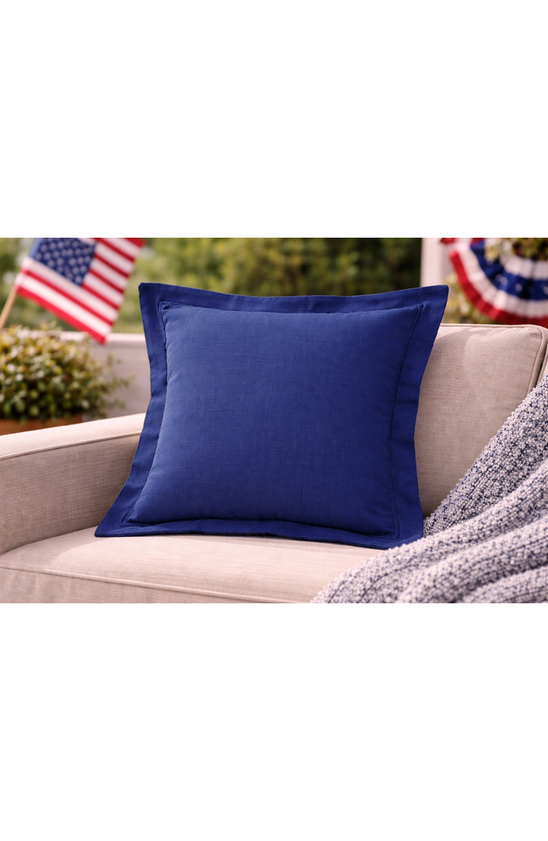 C&F Home Navy Flange 100% Cotton Accent Throw Pillow 18" x 18", Alternate, color, Blue
