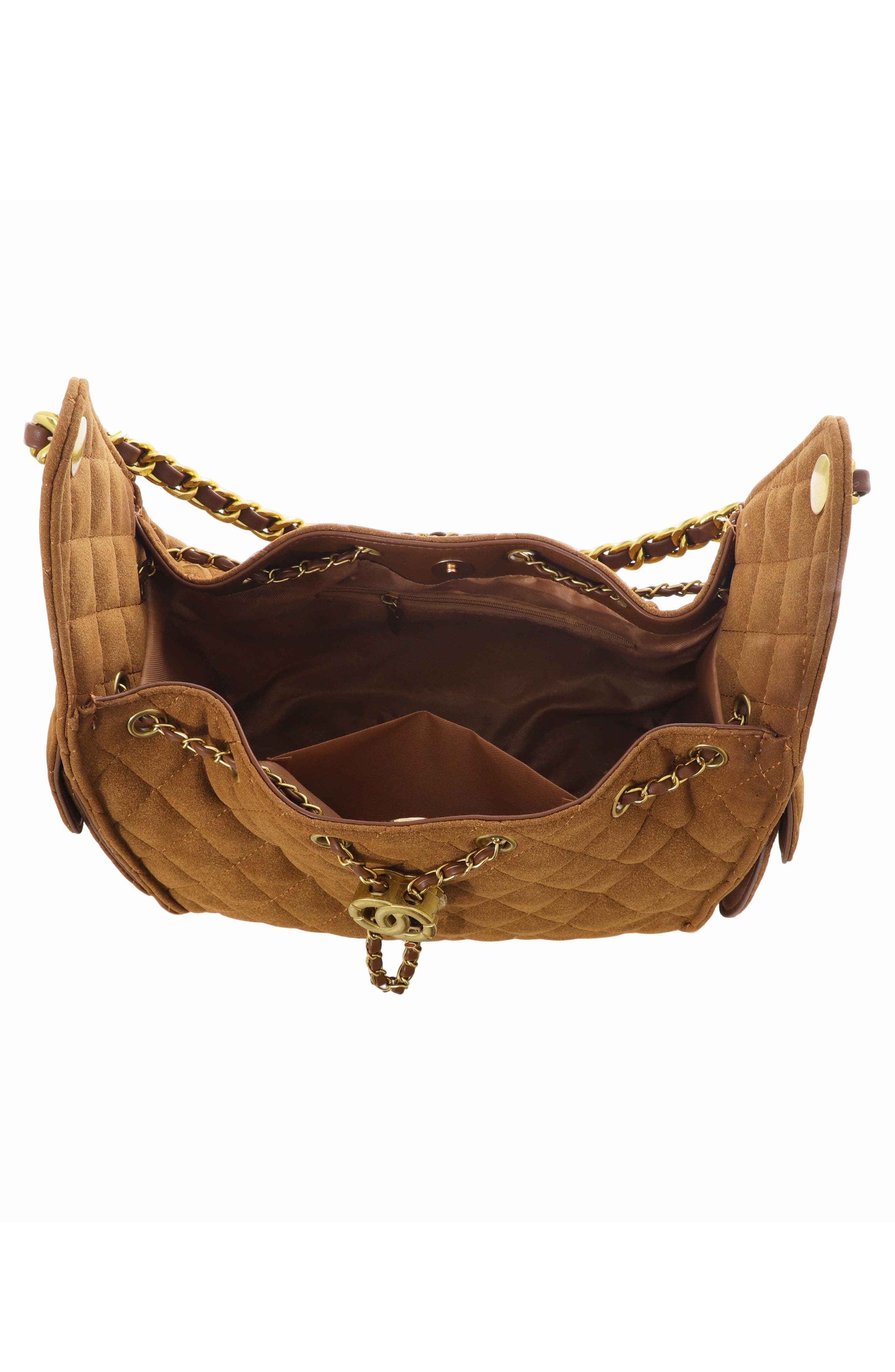 Adornia Quilted Faux Leather Shoulder Bag, Alternate, color, Brown