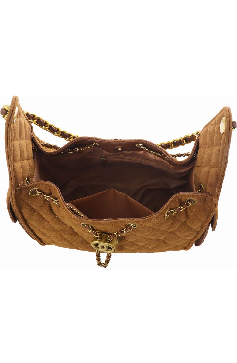 Adornia Quilted Faux Leather Shoulder Bag, Alternate, color, Brown