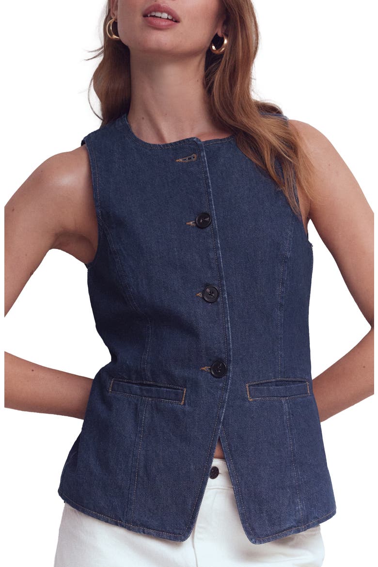 Cotton Denim Vest, Main, color, INDIGO DENIM