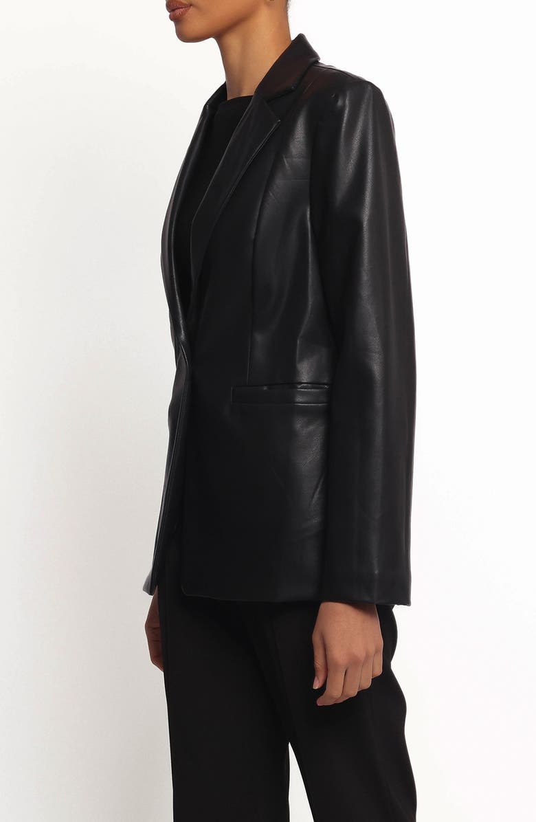 Petal & Pup Jamie Faux Leather Blazer, Alternate, color, Black
