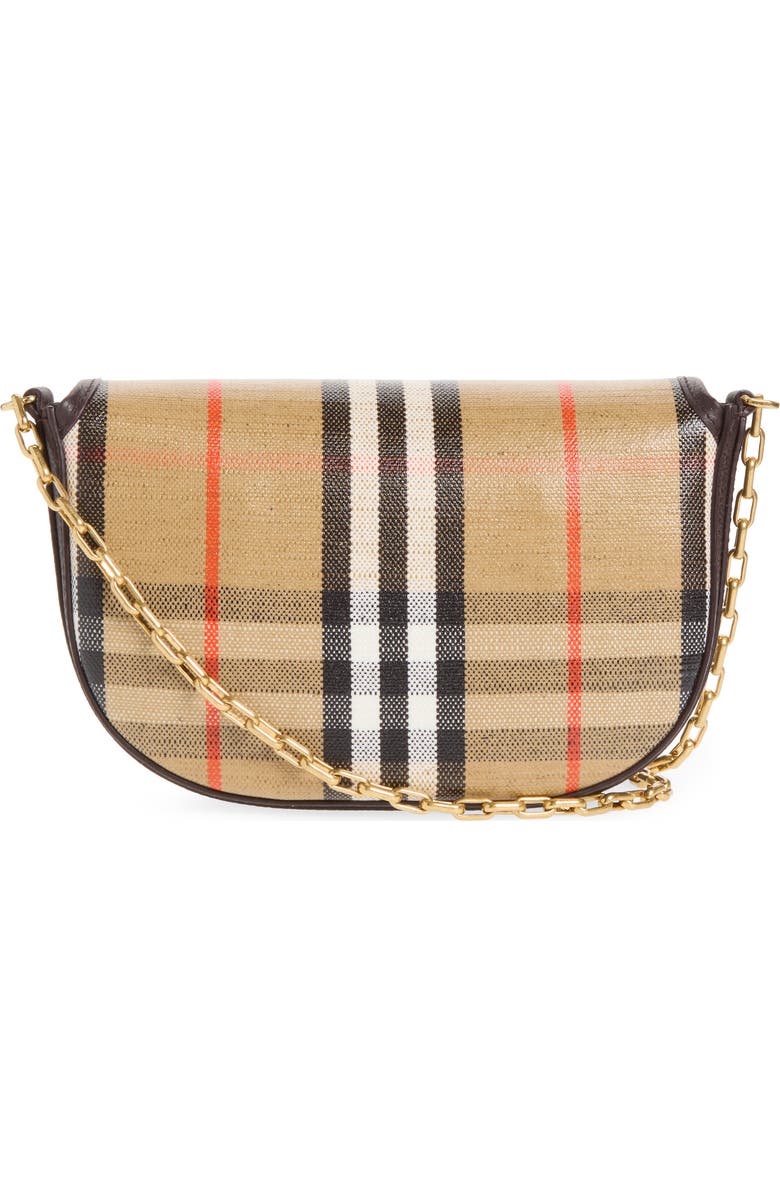 Burberry Mini Highlands Check Coated Canvas Shoulder Bag, Alternate, color, Sand