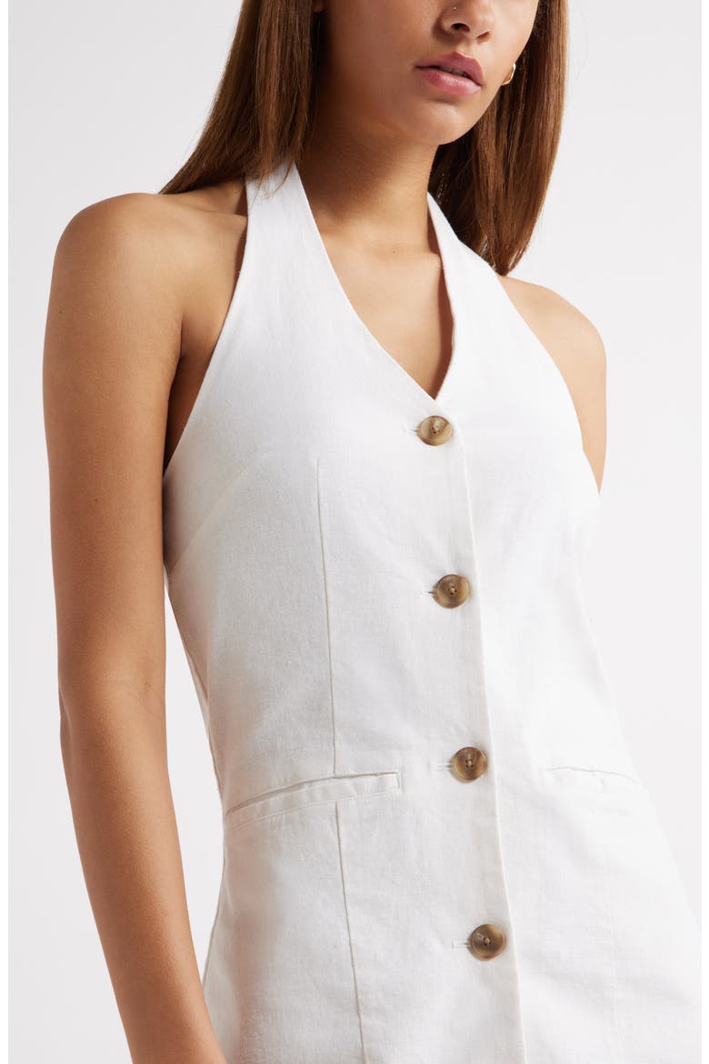 Halter Linen Blend Minidress, Alternate, color, WHITE