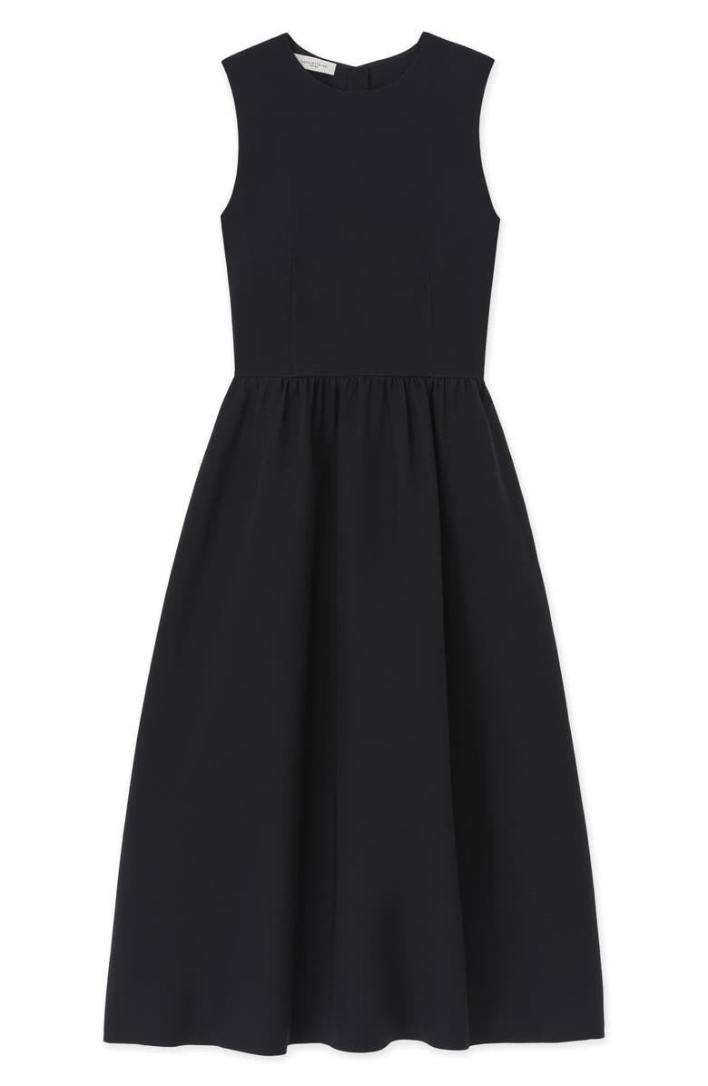 Lafayette 148 New York Sleeveless Wool & Silk Crepe A-Line Dress with Baroque Pearl Charm, Alternate, color, Black