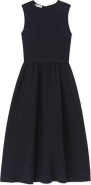 Lafayette 148 New York Sleeveless Wool & Silk Crepe A-Line Dress with Baroque Pearl Charm