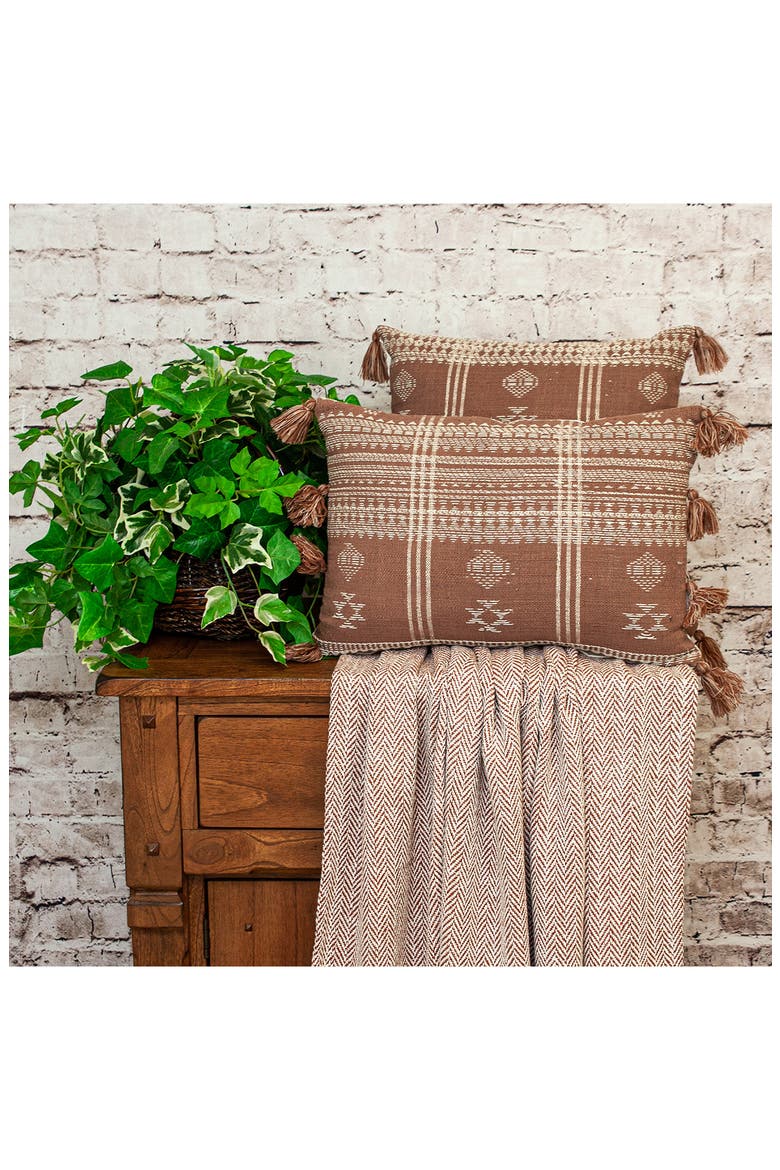 Geometric Accent Pillow, Alternate, color, BROWN
