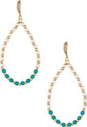 Ettika Imitation Pearl & Turquoise Beaded Teardrop Earrings