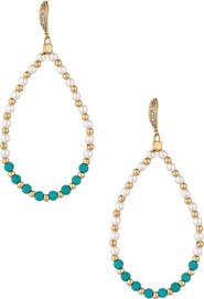 Ettika Imitation Pearl & Turquoise Beaded Teardrop Earrings