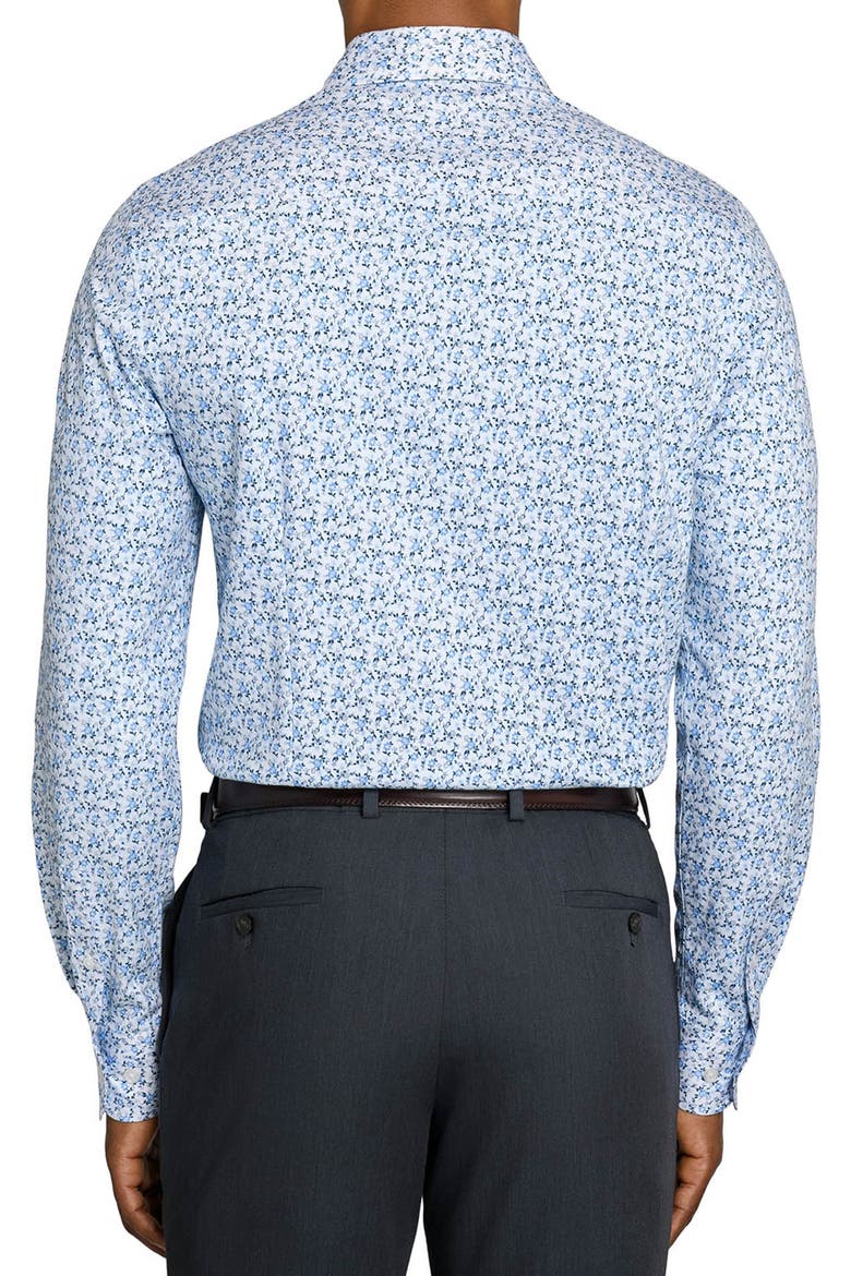 Slim Fit Floral Stem Reworked Button-Up Shirt, Alternate, color, WHITE/ BLUE