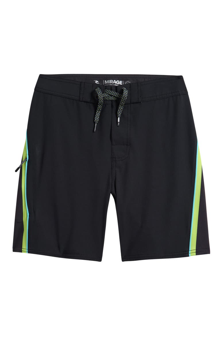 Kids' Mirage Daily Dose Board Shorts, Main, color, BLACK/ LIME