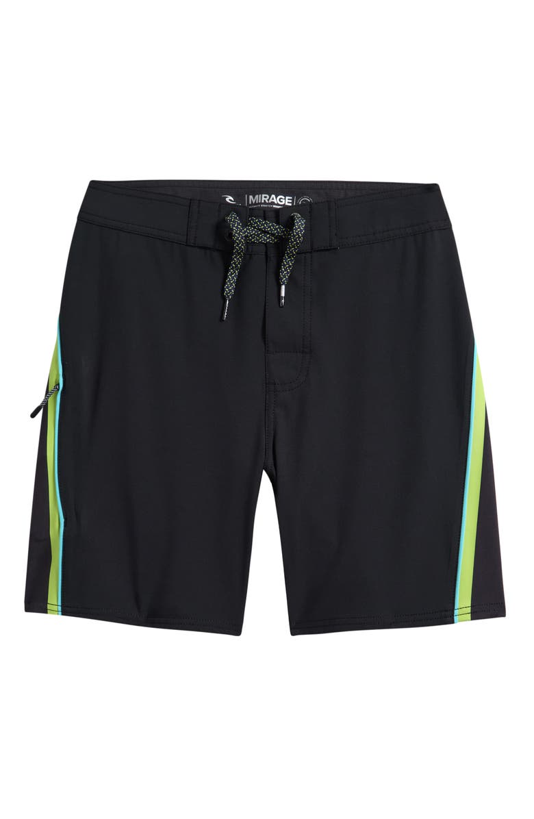 Rip Curl Kids' Mirage Daily Dose Board Shorts, Main, color, Black/ Lime