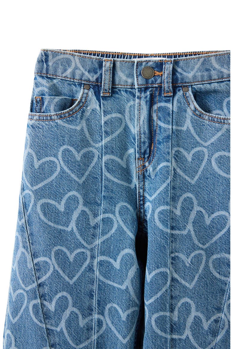 Kid's Super Wide Leg Denim Jean, Alternate, color, Blue Haven Mid Blue Hearts