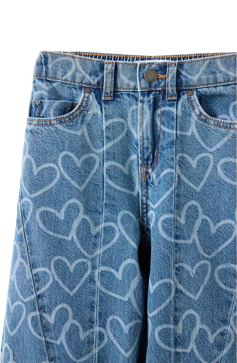 Cotton On Kids Kid's Super Wide Leg Denim Jean, Alternate, color, Blue Haven Mid Blue Hearts