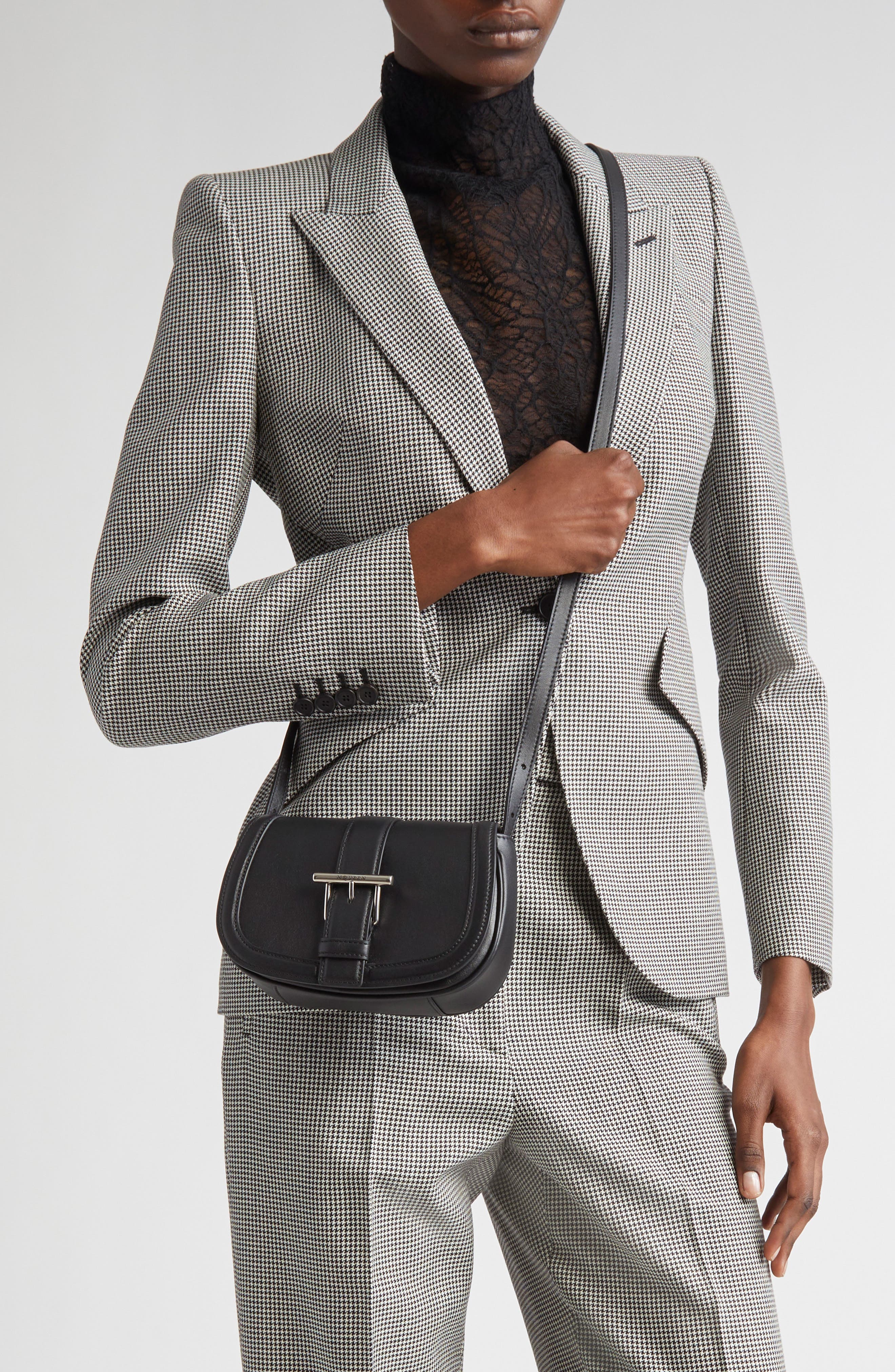 McQueen Mini T-Bar Shoulder Bag, Alternate, color, Black/ Silver