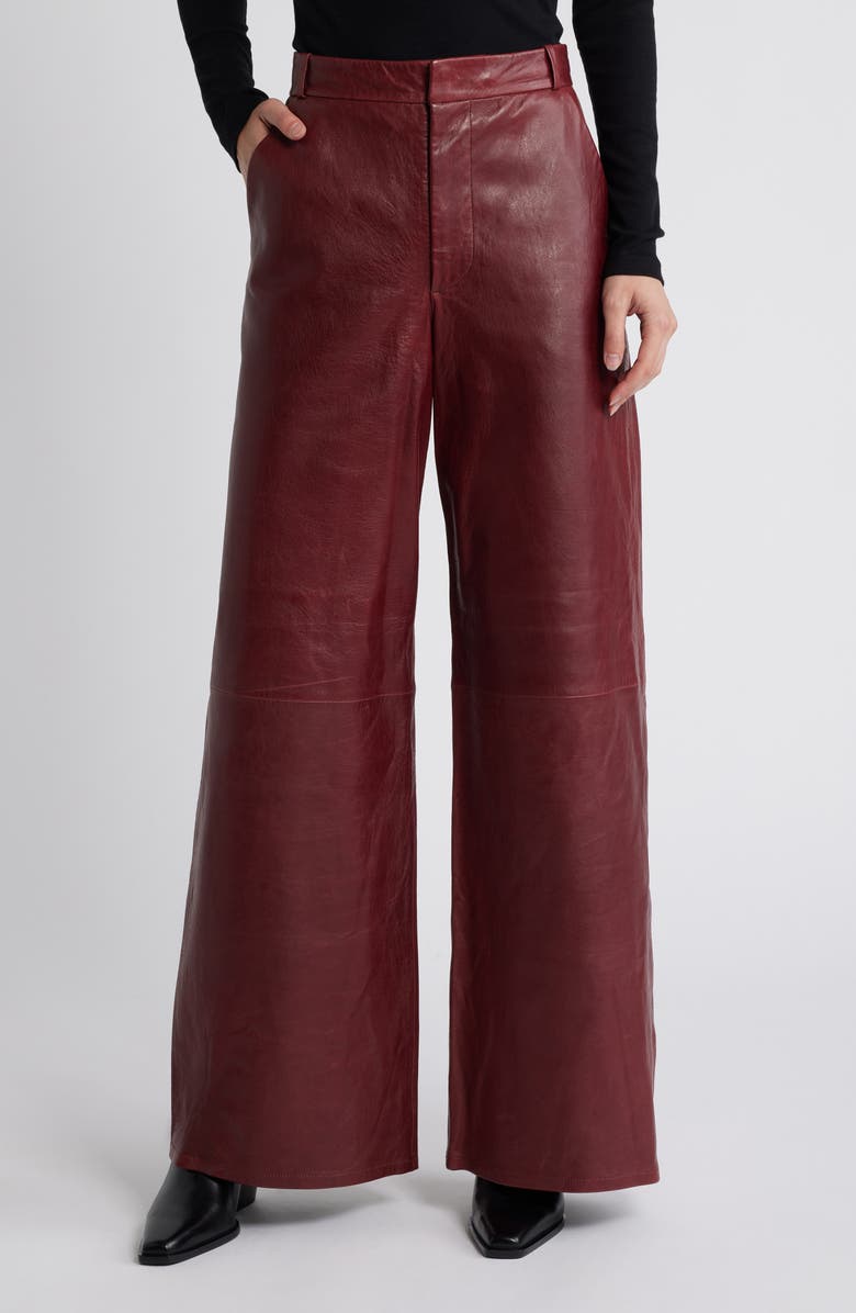 FRAME The Wide Leg Leather Trousers, Main, color, 