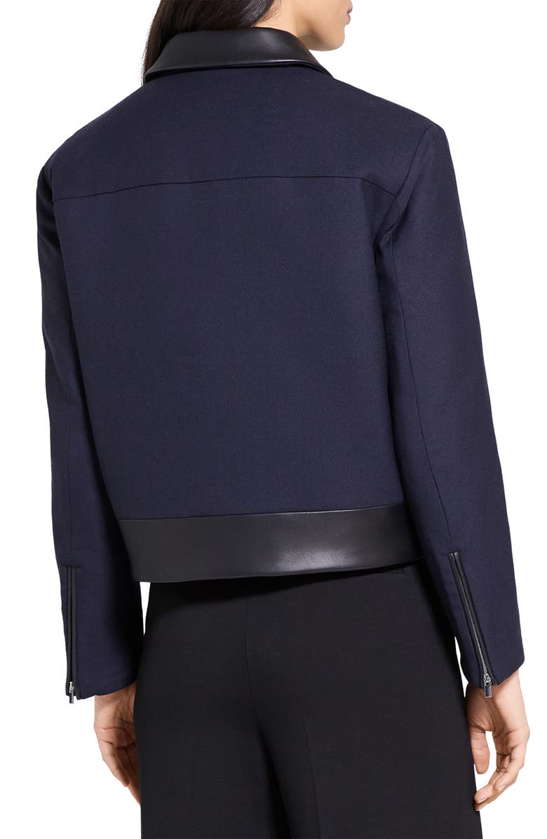 Theory Boxy Crop Jacket with Leather Trim, Alternate, color, 