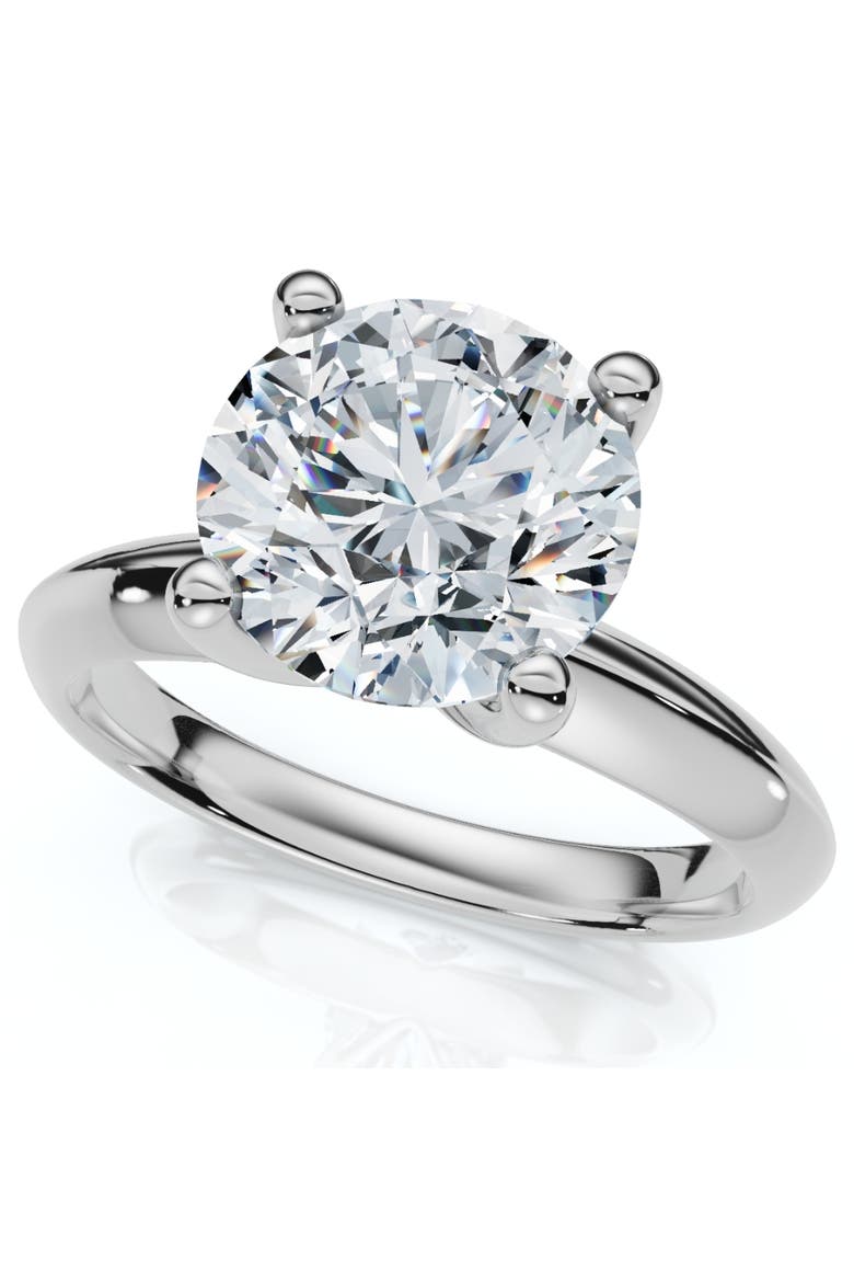 Certified 2ct Lab Grown Diamond Thin Solitaire Engagement Ring 14k Gold, Alternate, color, 14k White Gold