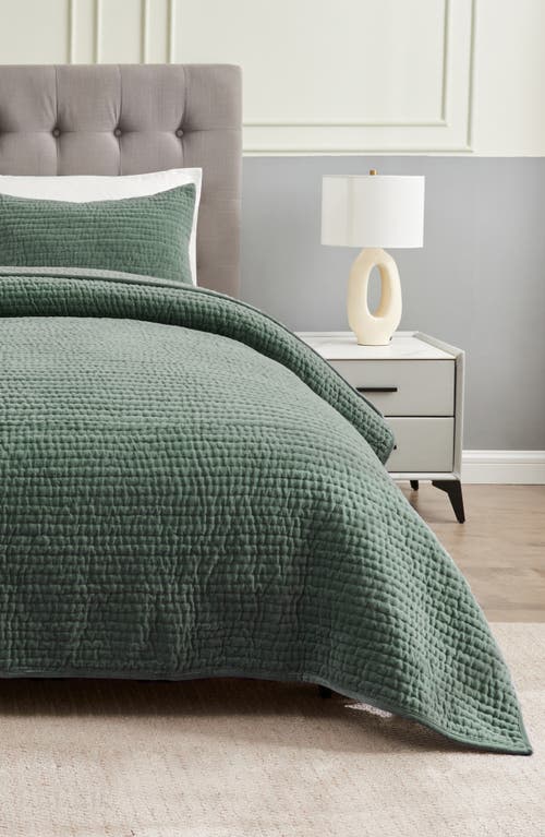 Melange Home Tamara Velour Quilt 3-piece Set In Forest Green