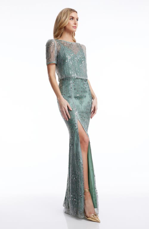 Shop Dress The Population Amanda Sequin Mermaid Gown In Sage Multi