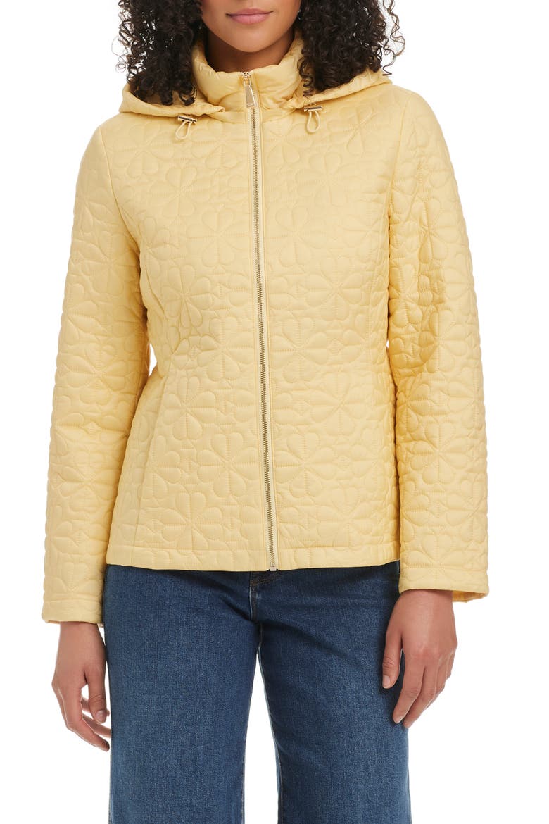 short spade flower quilted jacket, Alternate, color, BUTTER