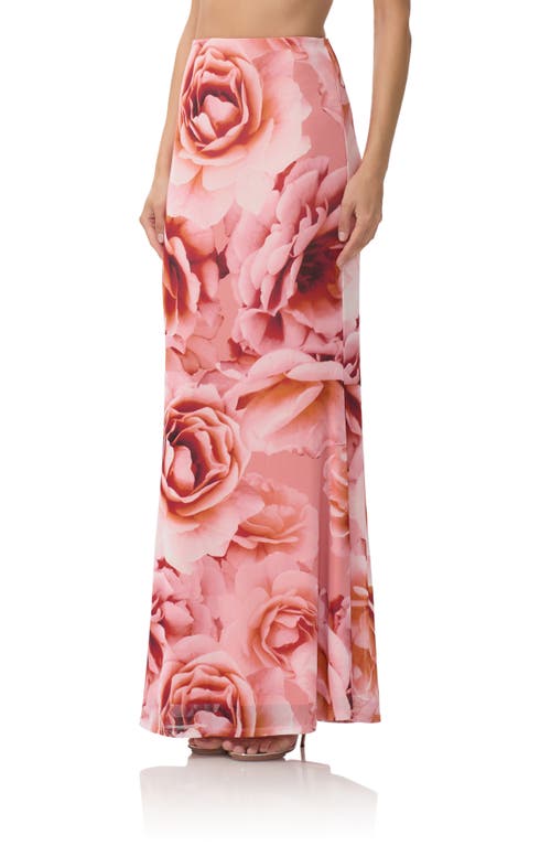 Afrm Tegan Allover Print Mermaid Skirt In Pink