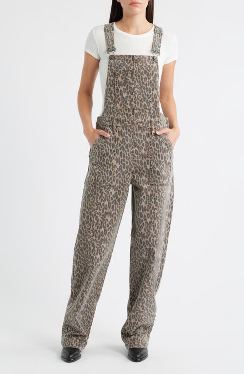 Hidden Jeans Cheetah Print Baggy Overalls In Brown
