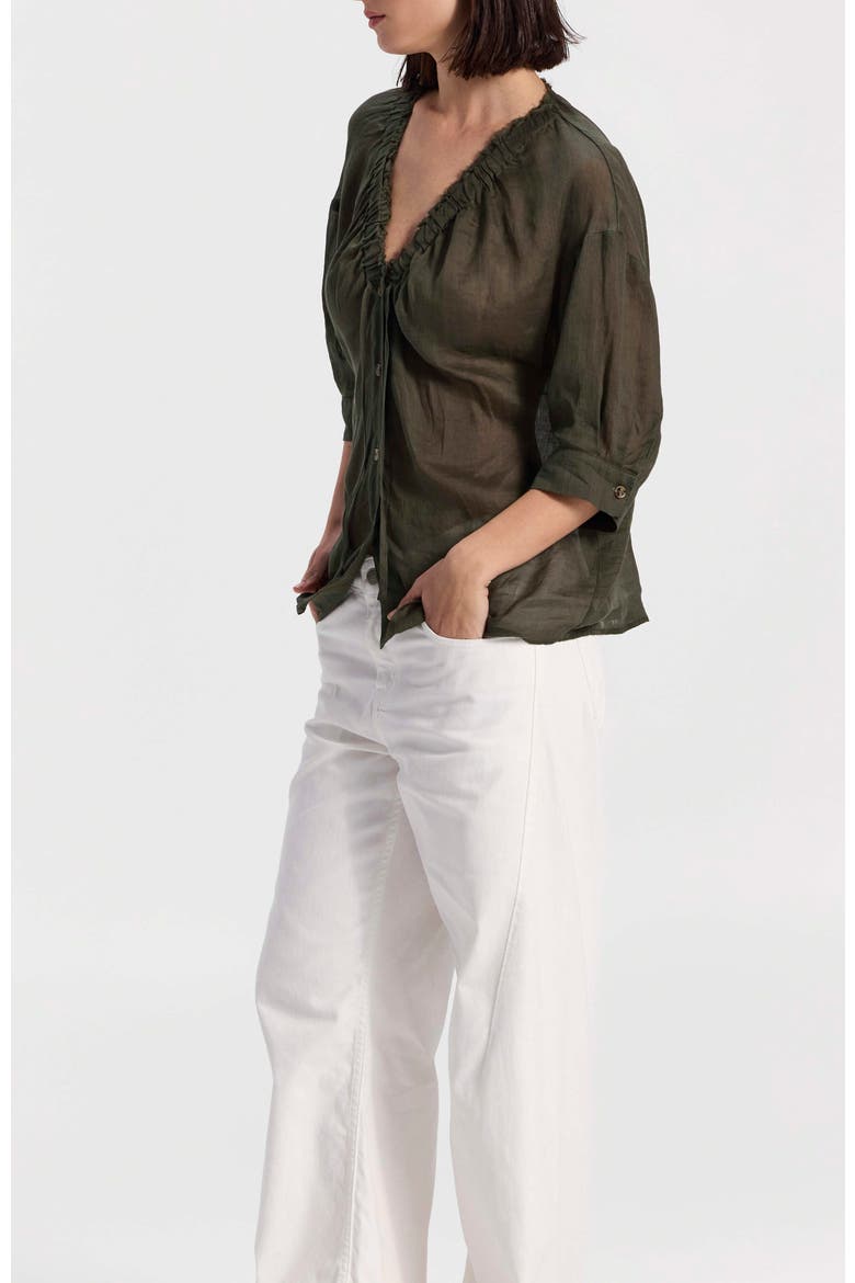 Chiffon Button Up Blouse, Alternate, color, Dark Green