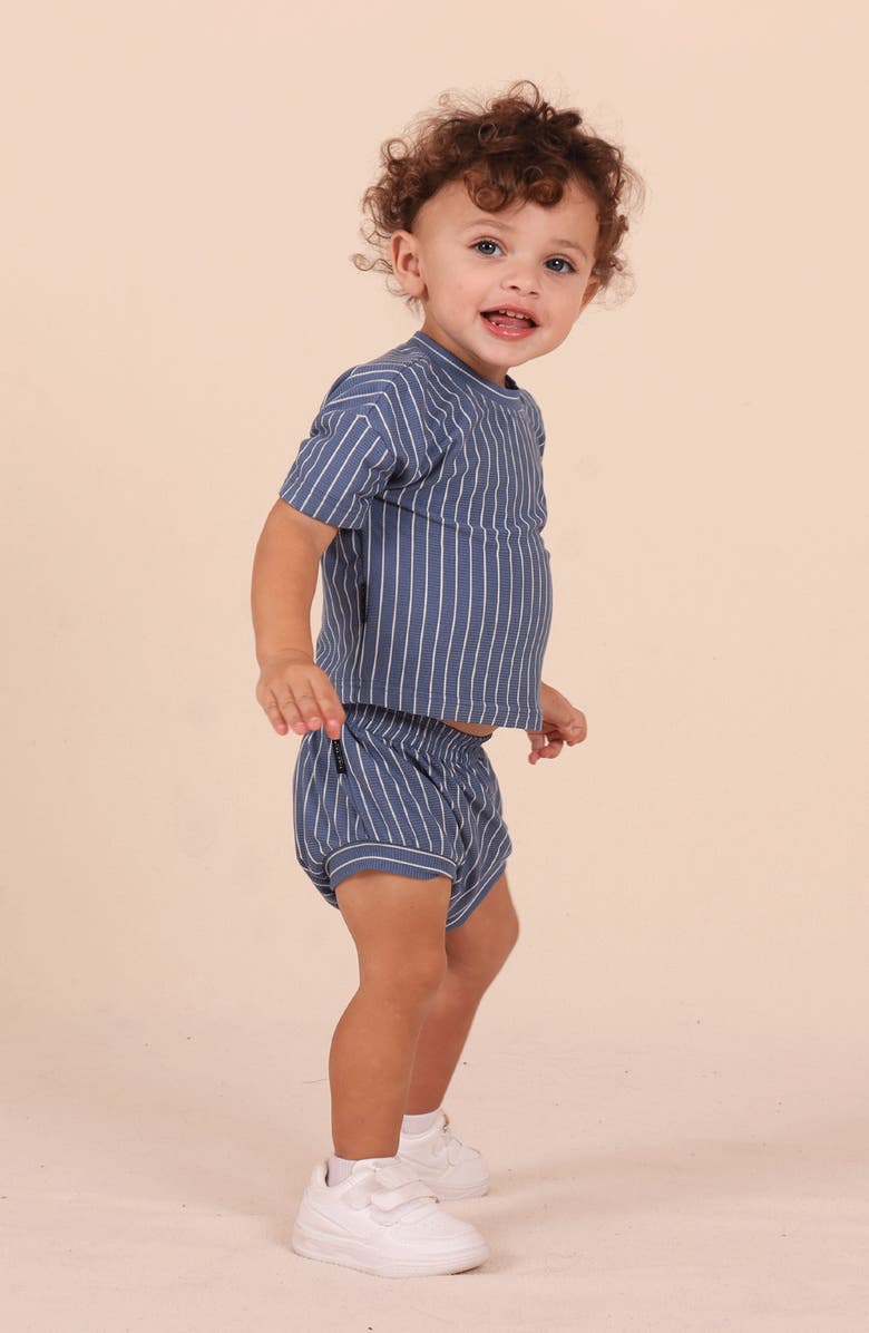 TINY TRIBE Rib Stripe Top & Shorts Set, Alternate, color, Blue