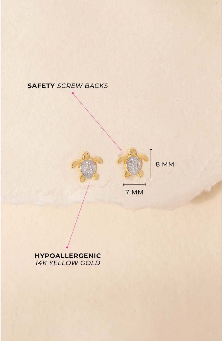 In Season Jewelry 14k Twinkle Turtle Girl Earrings, Alternate, color, Gold