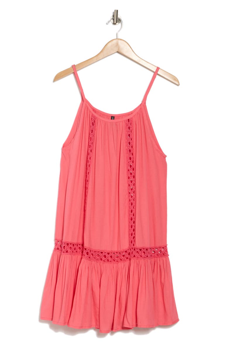 Tonal Lace Scoop Neck Dress, Alternate, color, CORAL