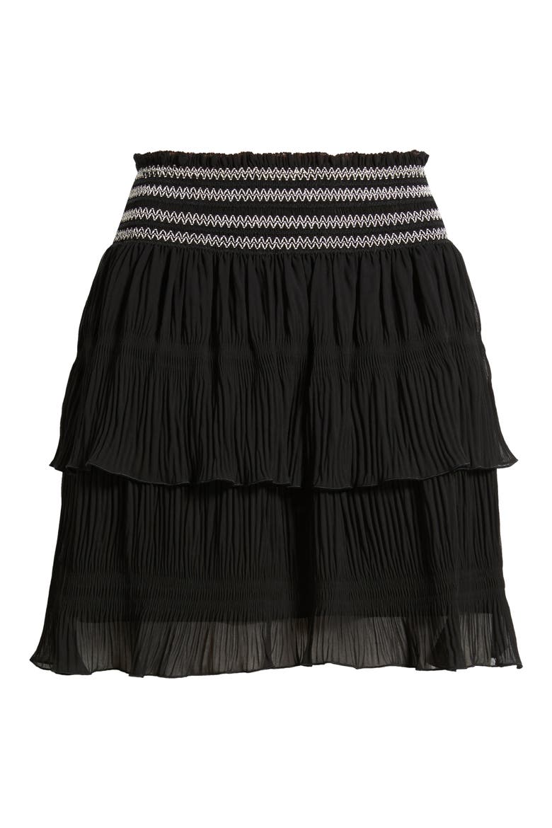 Vesia Plissé Pull-On Miniskirt, Alternate, color, BLK