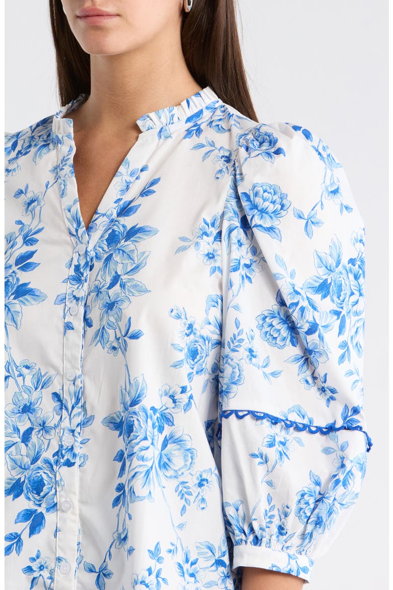 Juba Floral Print Top, Alternate, color, WHITE BLUE