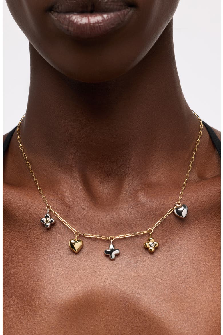 Azura Charm Necklace, Alternate, color, GOLD / SILVER