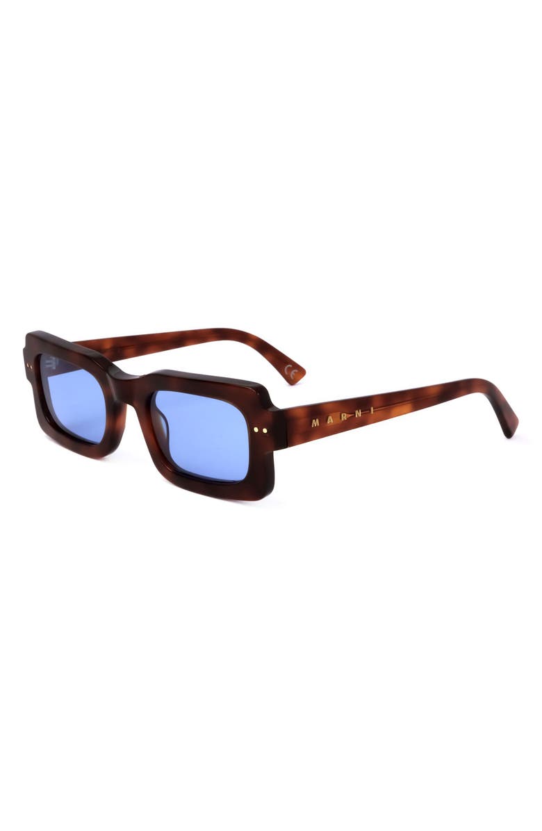 Marni 51mm Rectangular Sunglasses, Alternate, color, Tort / Blue