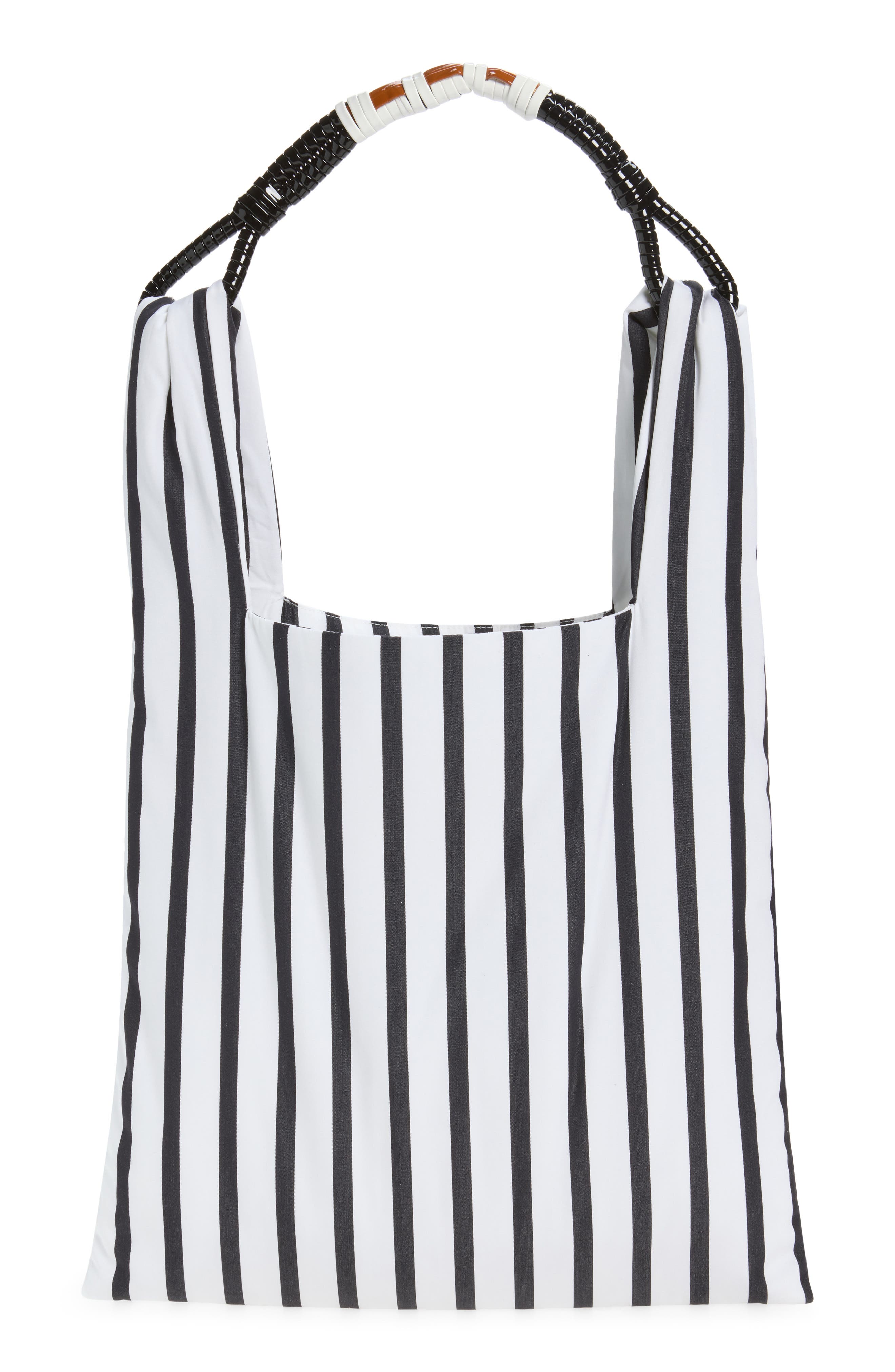 Stripe Cotton Shopper (Nordstrom Exclusive), Alternate, color, RIN07 WHITE BASE BLACK STRIPE