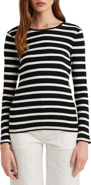 Lauren Ralph Lauren Stripe Cotton Long Sleeve Tee