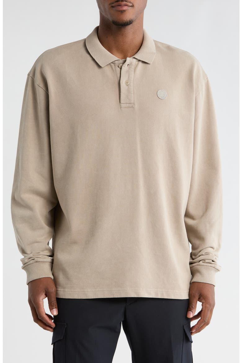 Nulong Long Sleeve Cotton Polo, Main, color, OPEN GREY