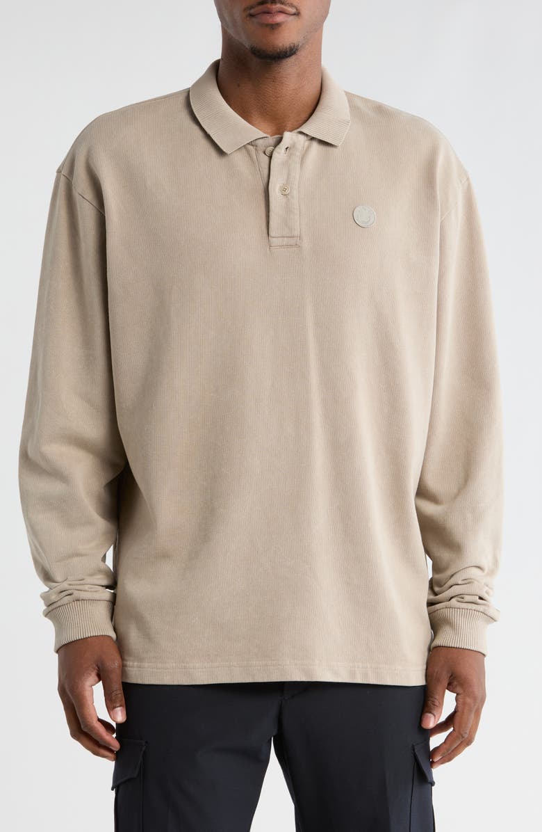 BOSS Nulong Long Sleeve Cotton Polo, Main, color, Open Grey