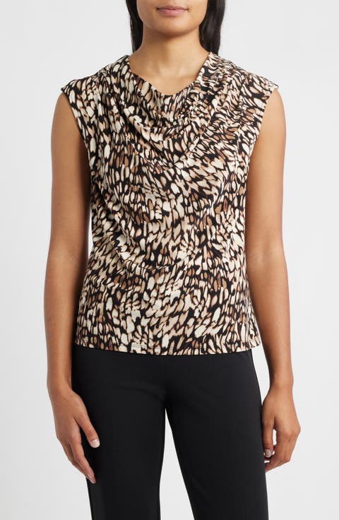 売れ筋商品|||アンクライン カットソー トップス レディース Women's Printed Sleeveless Knit Surplice Top Anne Black Multi Women's Anne Klein Tops | Nordstrom