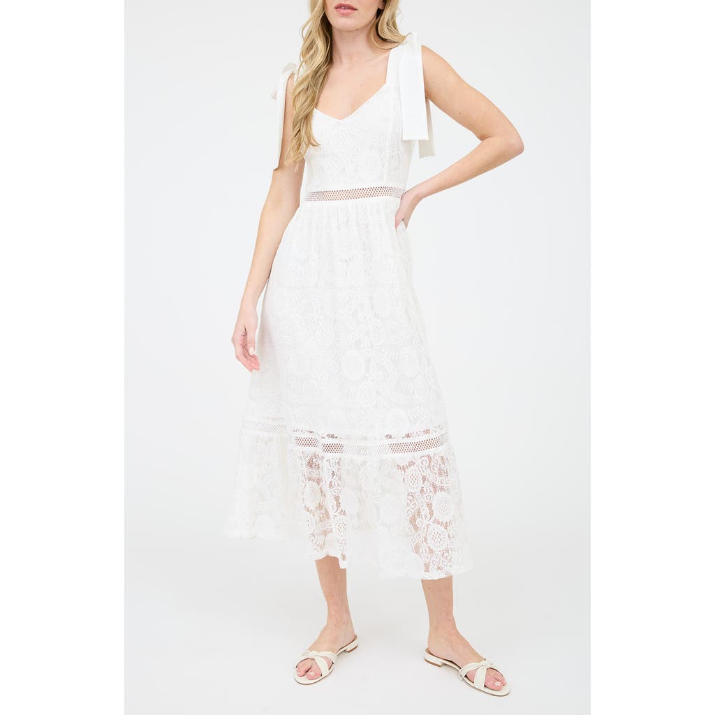 BLU PEPPER BLU PEPPER TIE SHOULDER LACE MIDI DRESS
