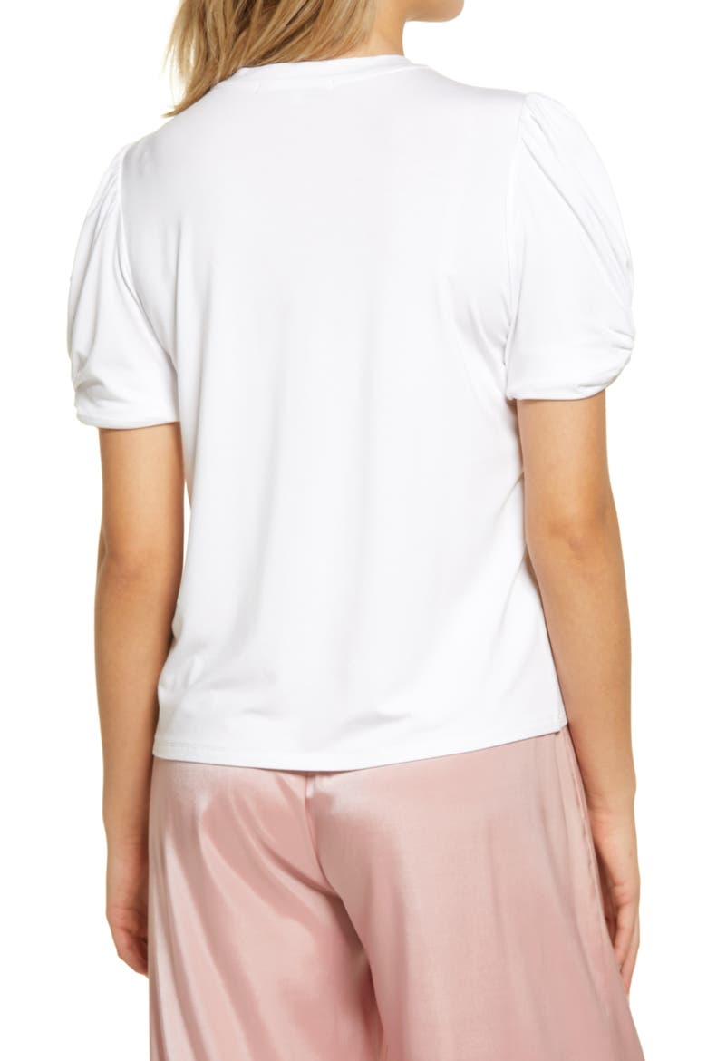 Twisted Sleeve Stretch Knit Top, Alternate, color, WHITE