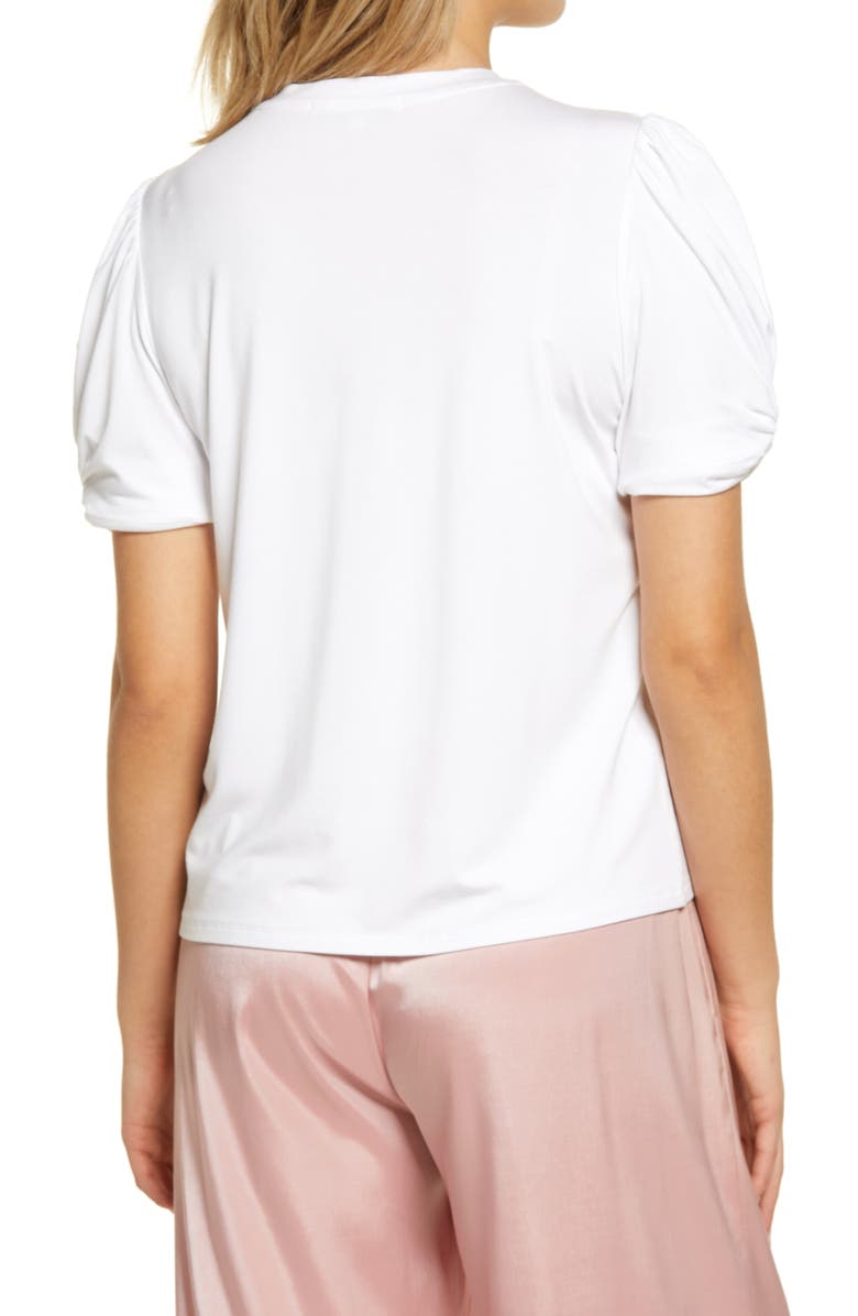 English Factory Twisted Sleeve Stretch Knit Top, Alternate, color, White