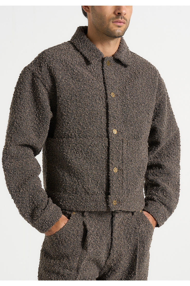 Damien Textured Boucle Jacket With Back Detail, Alternate, color, Brown