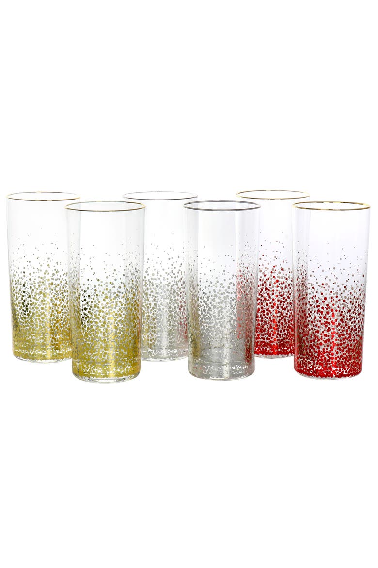 California Designs Audrey Hill 6 Piece 16oz Glass Tumbler Set in Assorted Colors, Main, color, Assorted