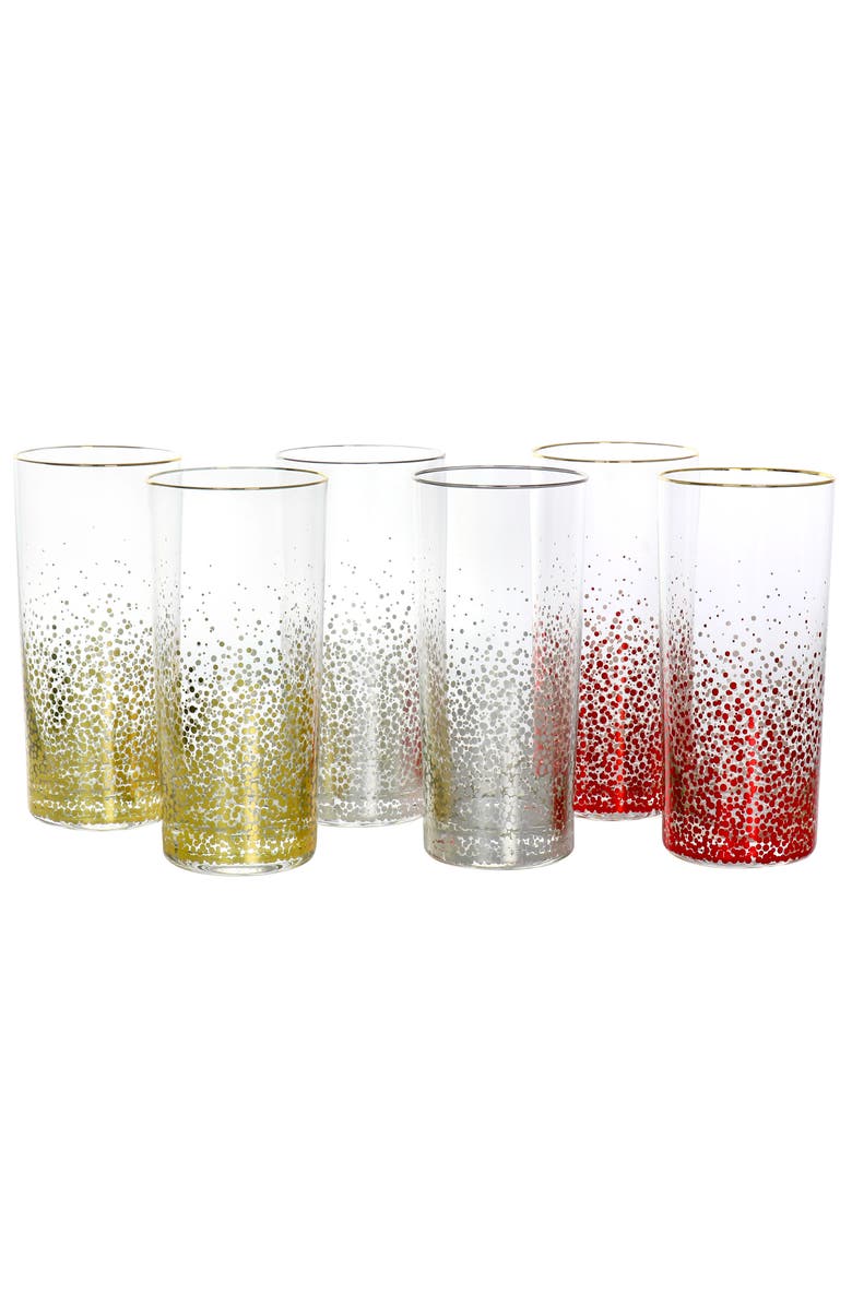 Laurie Gates California Designs Audrey Hill 6 Piece 16oz Glass Tumbler Set in Assorted Colors, Main, color, Assorted