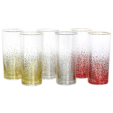 California Designs Audrey Hill 6 Piece 16oz Glass Tumbler Set in Assorted Colors
