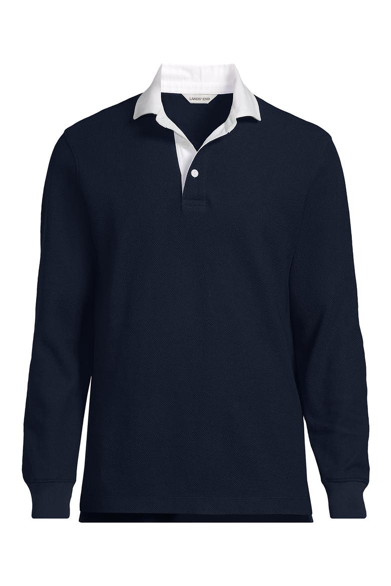 Long Sleeve Honeycomb Pique Rugby, Alternate, color, Radiant Navy