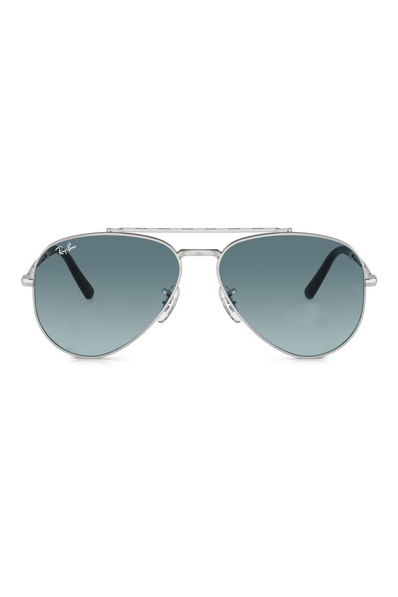 New Aviator 58mm Gradient Sunglasses, Main, color, SILVER